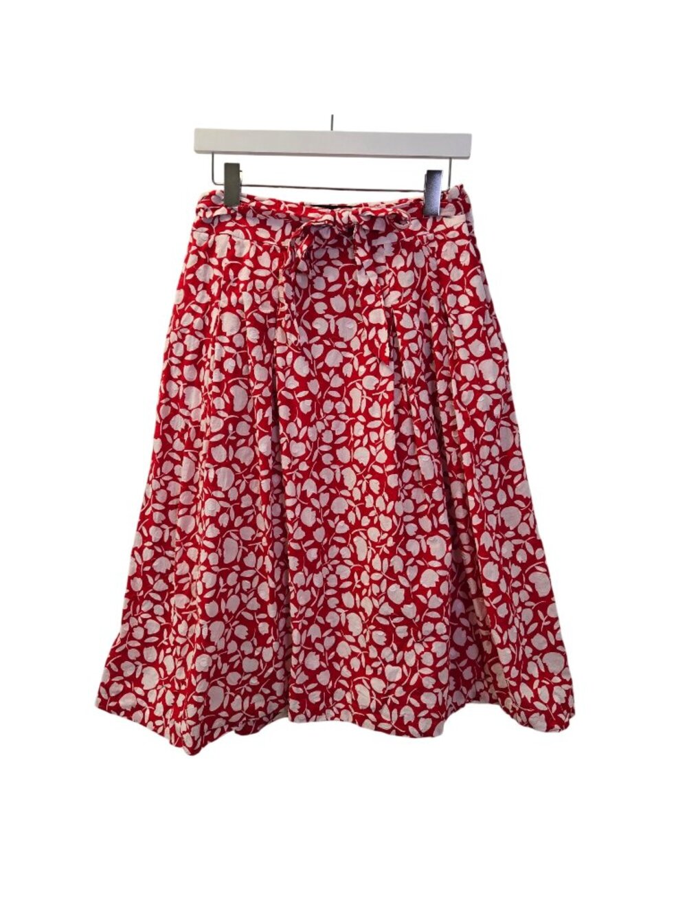 Talbots 100% Cotton Tulip Floral Textured A-Line Belted Skirt Size 6